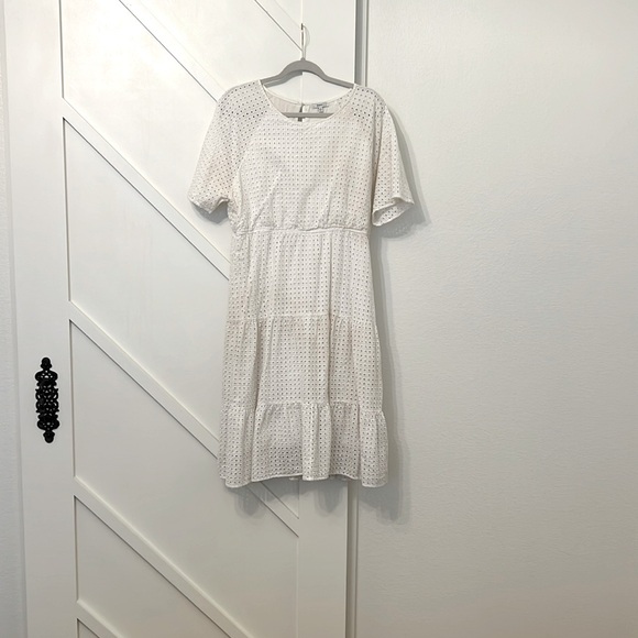 White Eyelit detail midi dress. NWOT - Picture 1 of 1